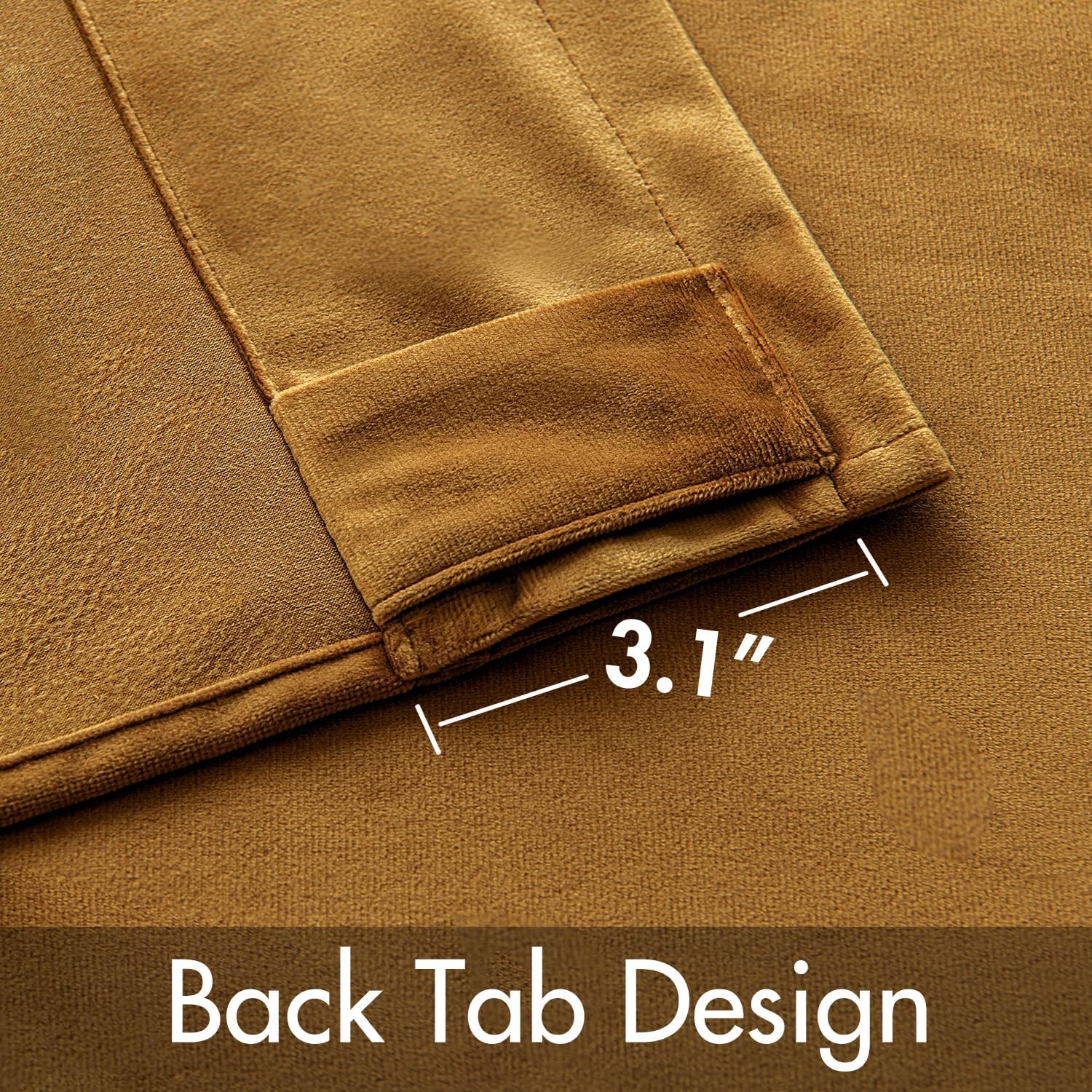 MIULEE Velvet Curtains 96 inches - Luxury Room Darkening Curtains for Bedroom Living Room Thermal Insulated Super Soft Window Drapes Rod Pocket & Back Tab, Gold, W52 x L96 inches, 2 Panels